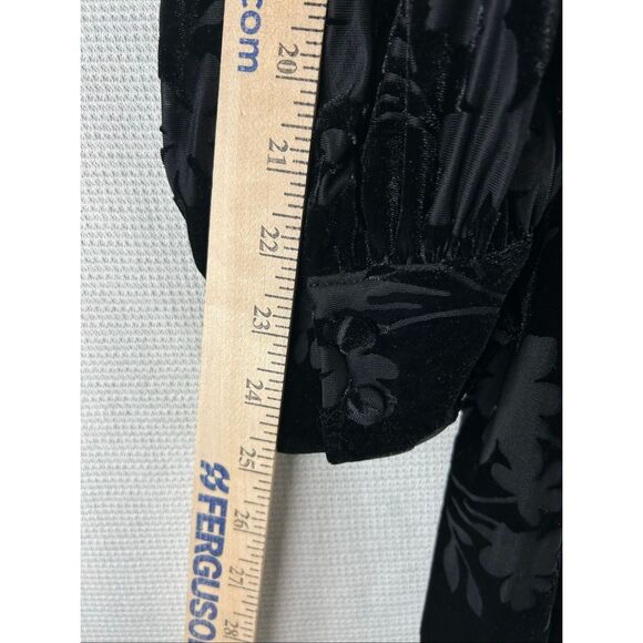 Calvin Klein Women’s 16W Black Floral Burnout Velvet Long Sleeve A-Line Dress - Picture 5 of 12